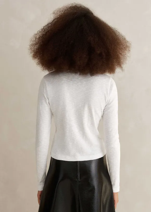 Slub Jersey Crop Crew Neck Top