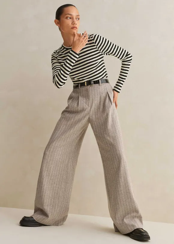 Slub Jersey Crop Stripe Crew Neck Top