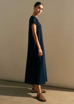 Slub Jersey Midi Swing Dress