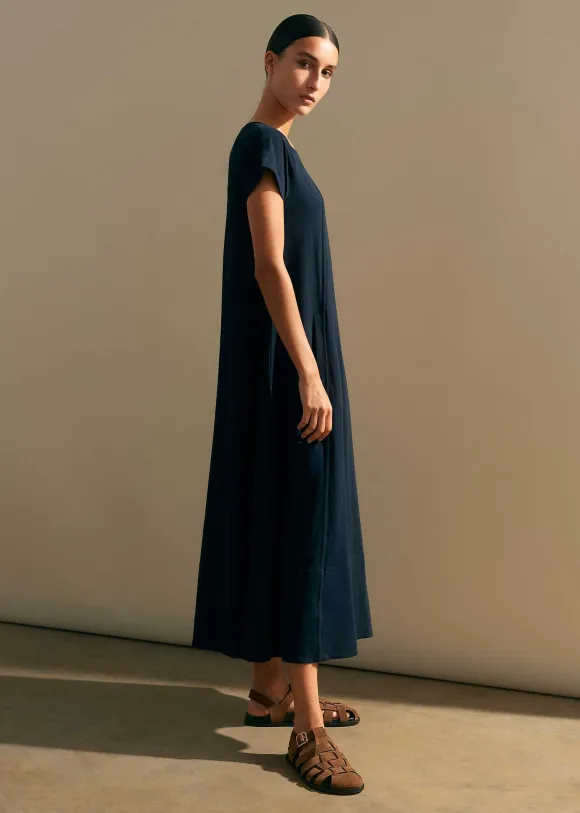 Slub Jersey Midi Swing Dress