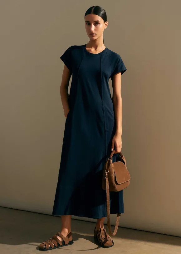 Slub Jersey Midi Swing Dress