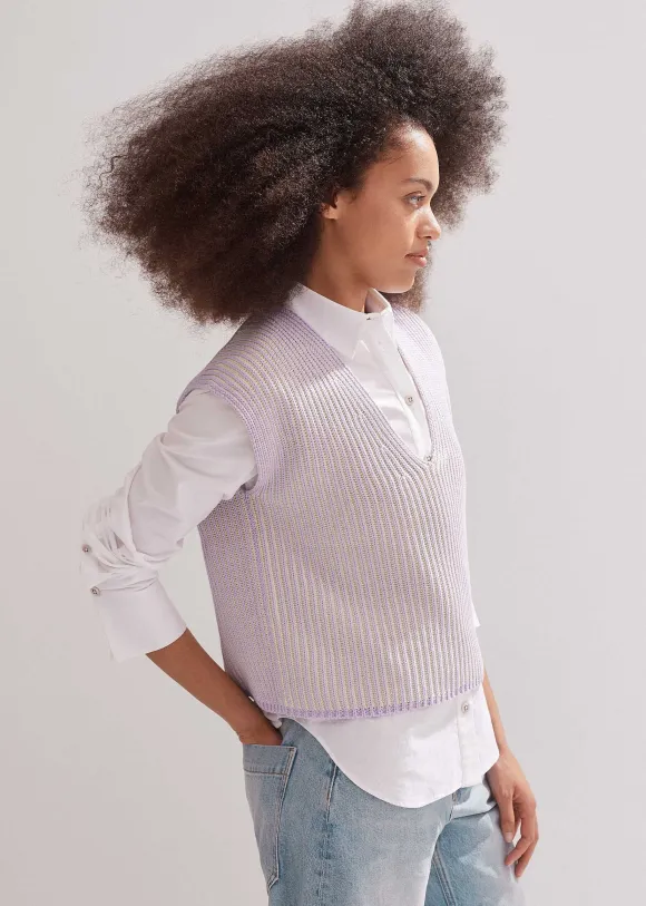 Soft-Touch Rib Cotton Knit Vest