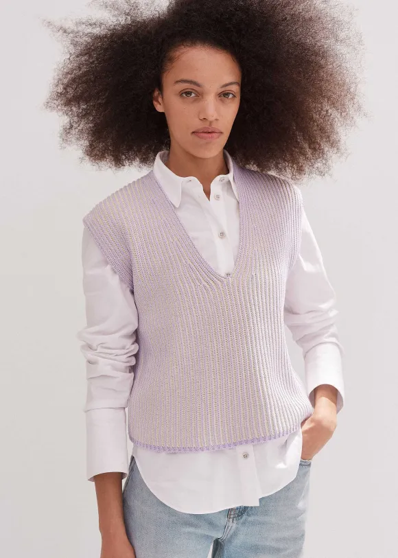 Soft-Touch Rib Cotton Knit Vest