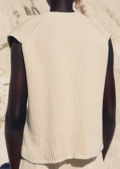 Soft-Touch Rib Cotton Knit Vest