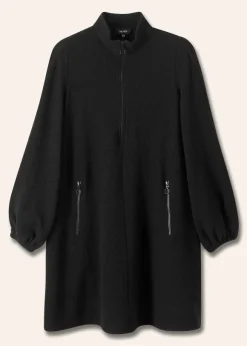 Sporty Jacquard Zip Up Swing Dress