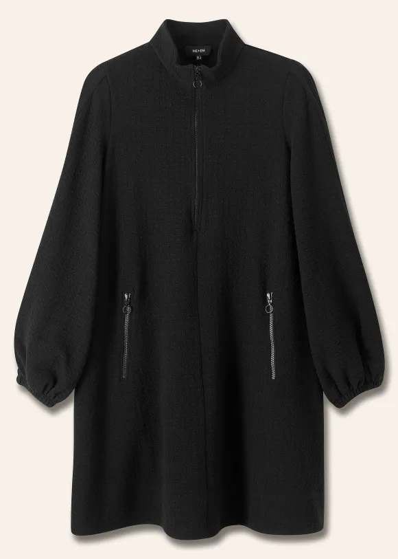Sporty Jacquard Zip Up Swing Dress