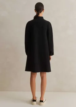 Sporty Jacquard Zip Up Swing Dress
