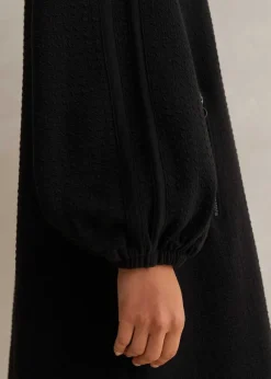 Sporty Jacquard Zip Up Swing Dress