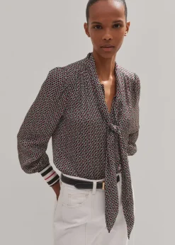 Star Flower Print Pussybow Blouse