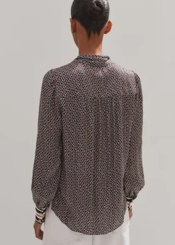 Star Flower Print Pussybow Blouse