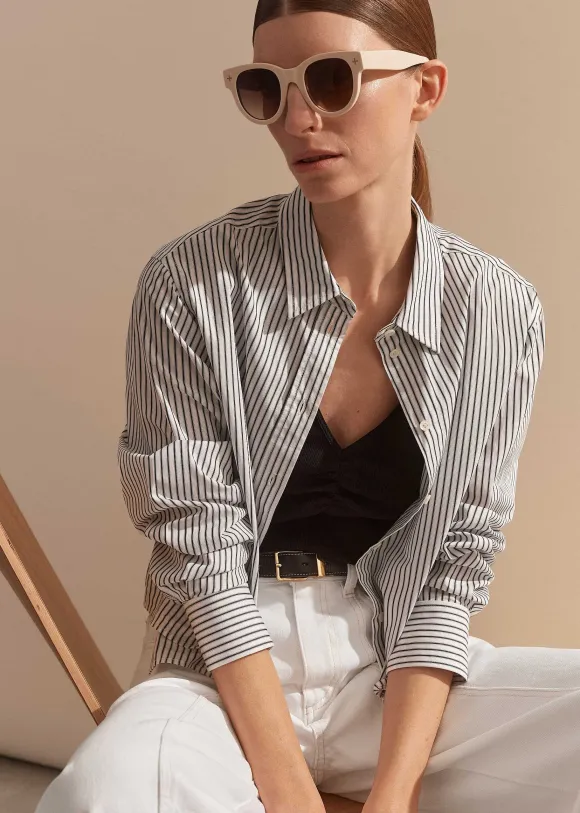 Stripe Boxy Crop Shirt