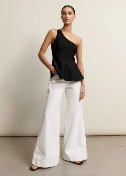 Structured One Shoulder Peplum Knit Top
