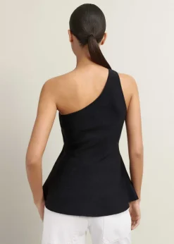 Structured One Shoulder Peplum Knit Top