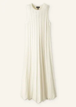Textured Cotton Knit Scallop Maxi Dress