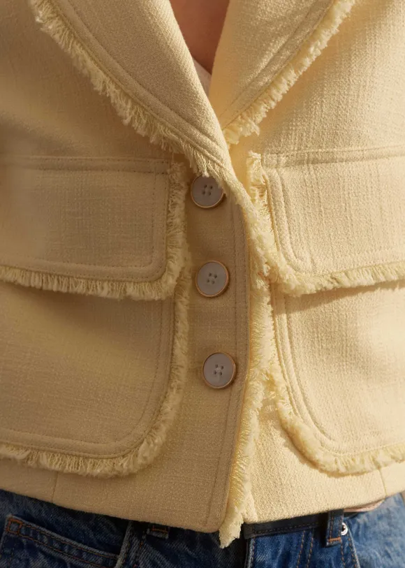 Textured Cotton-Blend Crop Jacket