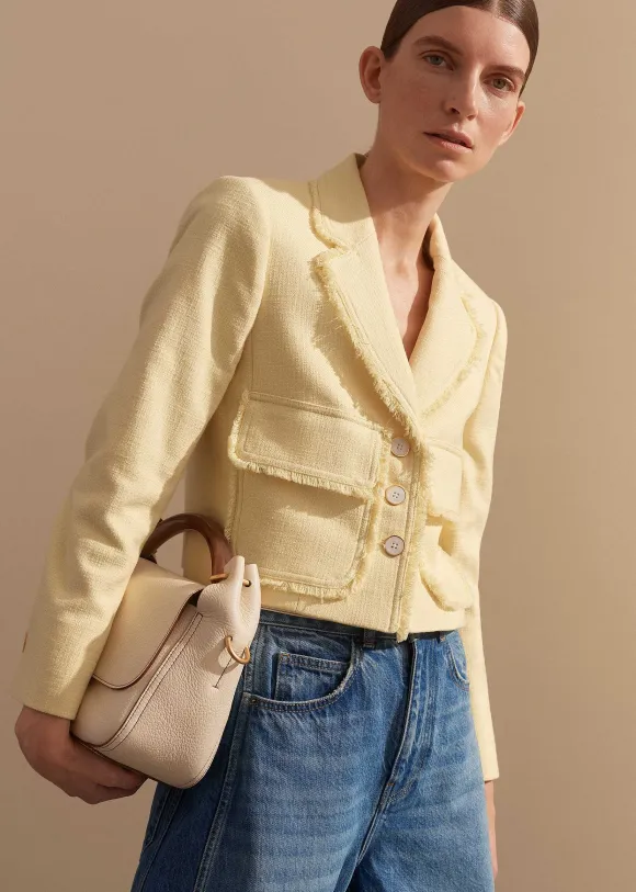 Textured Cotton-Blend Crop Jacket