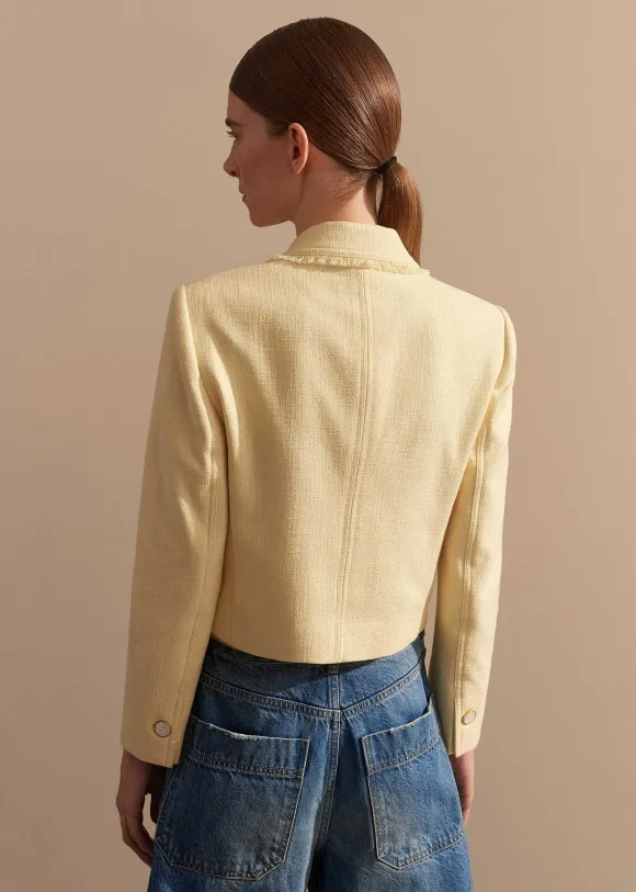Textured Cotton-Blend Crop Jacket