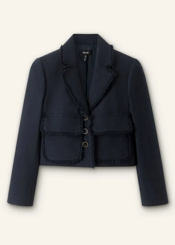 Textured Cotton-Blend Crop Jacket