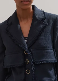 Textured Cotton-Blend Crop Jacket