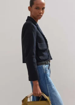 Textured Cotton-Blend Crop Jacket