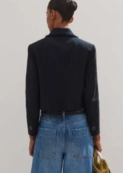 Textured Cotton-Blend Crop Jacket