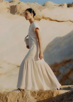 Textured High-Waisted Maxi Skirt