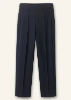 Textured High-Waisted Slim Crop Trouser