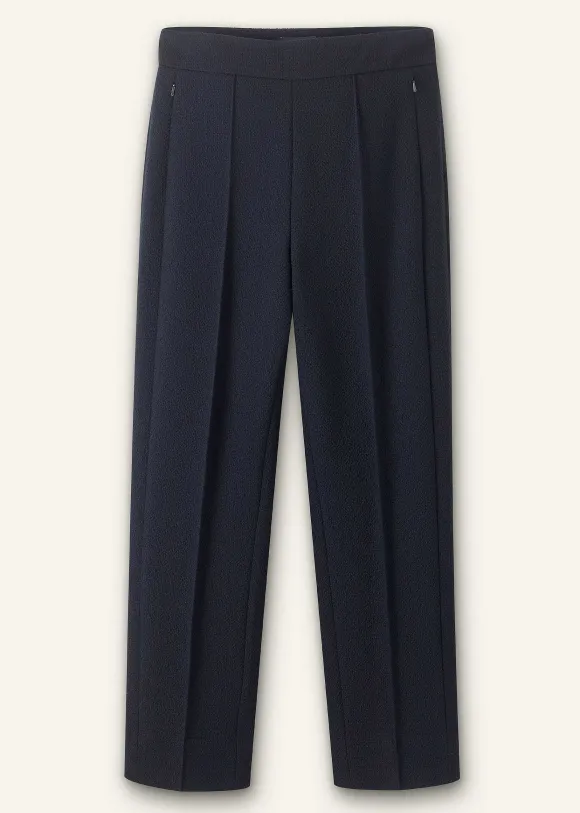Textured High-Waisted Slim Crop Trouser