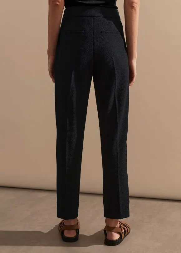 Textured High-Waisted Slim Crop Trouser