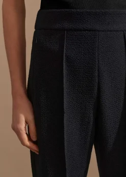 Textured High-Waisted Slim Crop Trouser