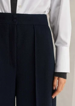 Textured High-Waisted Wide-Leg Crop Trouser