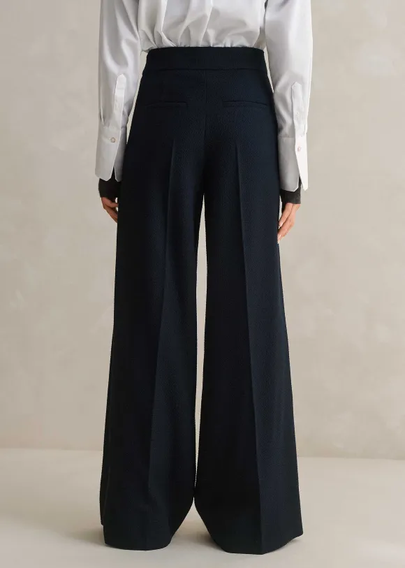 Textured High-Waisted Wide-Leg Trouser