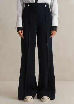 Textured High-Waisted Wide-Leg Trouser