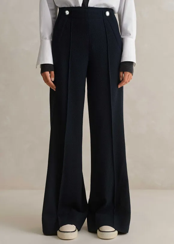 Textured High-Waisted Wide-Leg Trouser