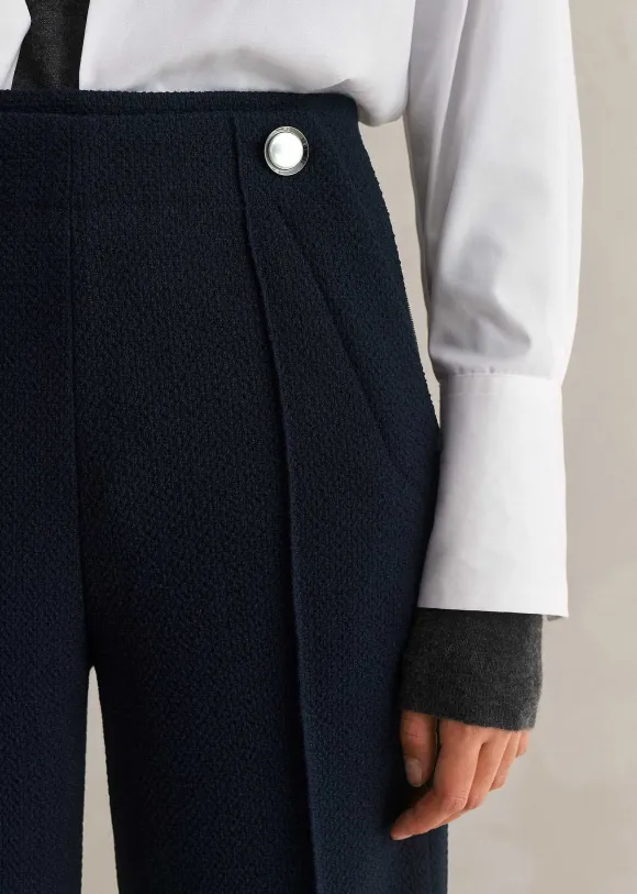 Textured High-Waisted Wide-Leg Trouser
