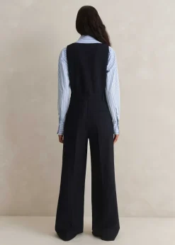 Textured Low V Wide-Leg Jumpsuit