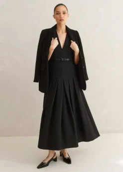 Textured Midi Dress + Belt
