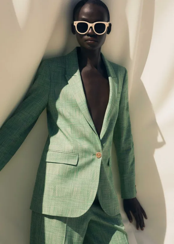 Textured Prince Of Wales Check Blazer