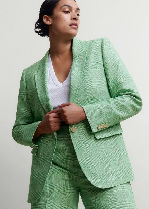 Textured Prince Of Wales Check Blazer