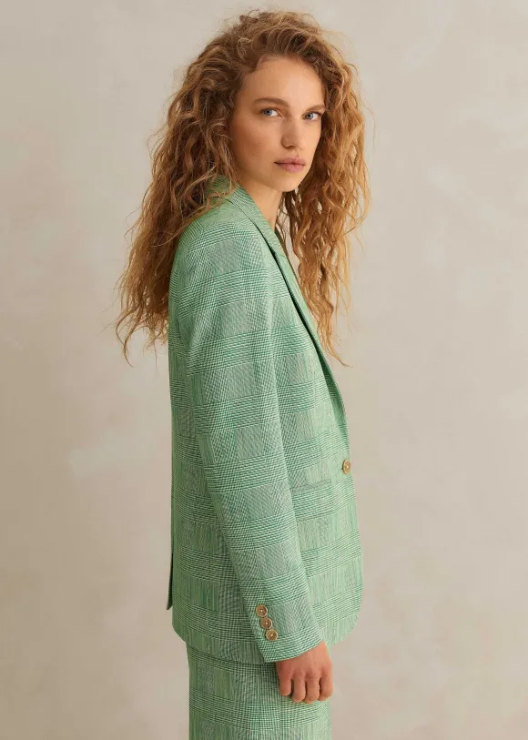 Textured Prince Of Wales Check Blazer