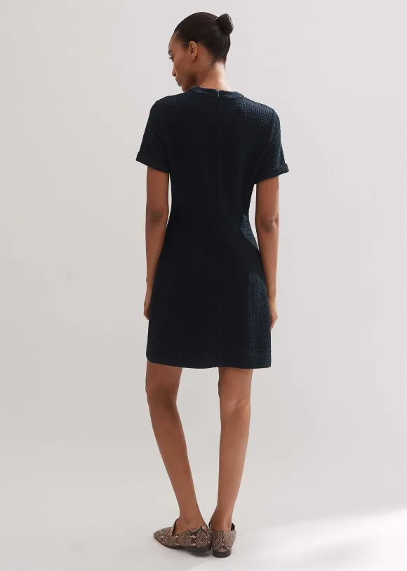 Textured Short Sleeve Shift Dress