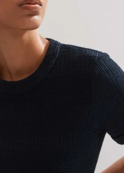 Textured Short Sleeve Shift Dress