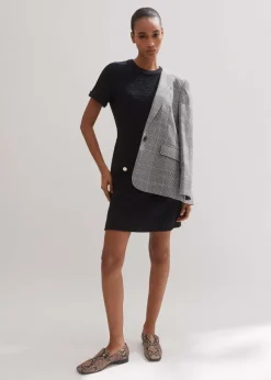 Textured Short Sleeve Shift Dress