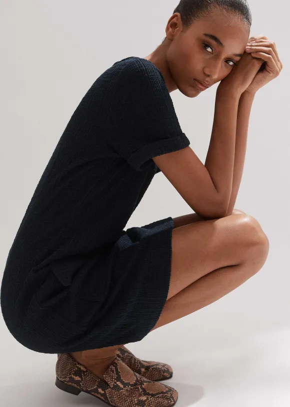 Textured Short Sleeve Shift Dress