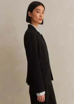 Textured Tailoring Collarless Blazer
