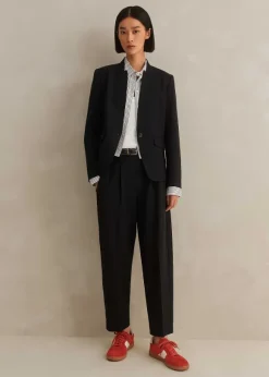 Textured Tailoring Collarless Blazer