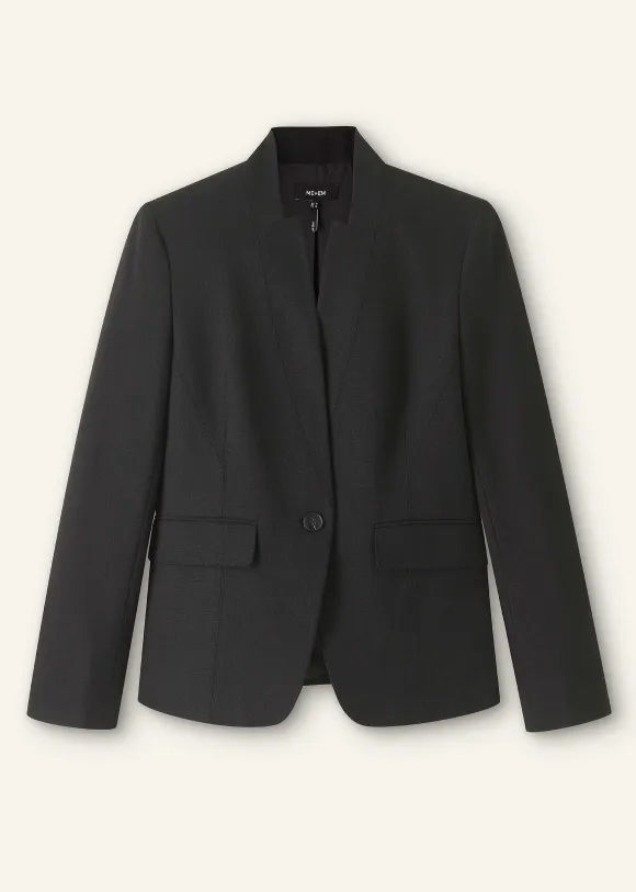 Textured Tailoring Collarless Blazer
