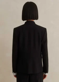 Textured Tailoring Collarless Blazer
