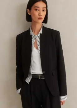 Textured Tailoring Collarless Blazer