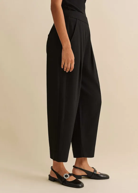 Textured Weave Crop Tapered Trouser